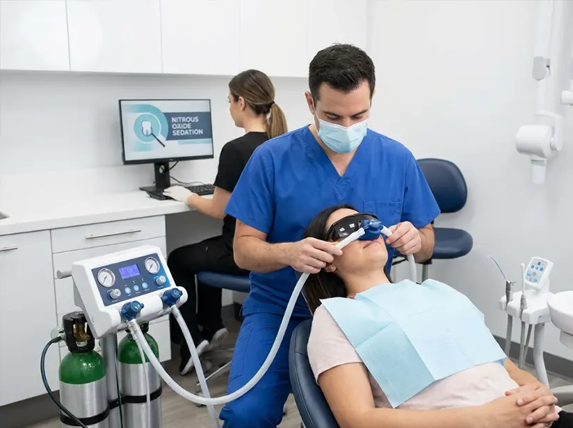 Nitrous oxide inhalation sedation for anxious children